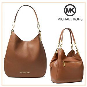 MK Lillie Lrg Chain Shoulder Tote in Luggage/Gold